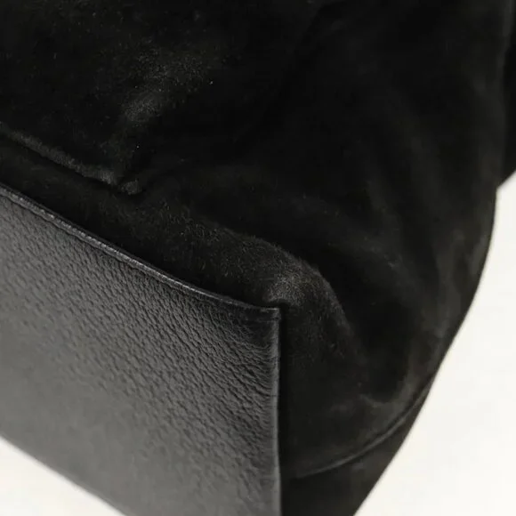 GUCCI Bamboo Hand Bag Suede 2way Black